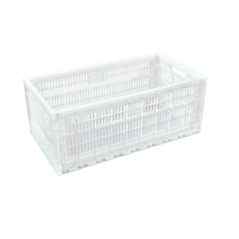 Foldable plastic crate for hatching eggs or commercial eggs